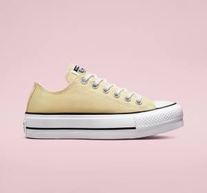 Trampki Niskie Converse Chuck Taylor All Star Lift Platformie Seasonal Color Cytrynowy Czarne Białe | CV-864MFW