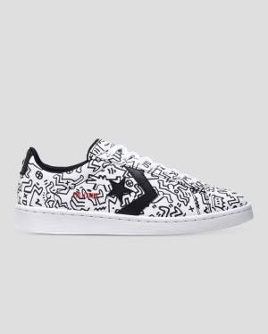 Trampki Niskie Converse Keith Haring Pro Skórzane Białe Czarne Czerwone | CV-059KQH