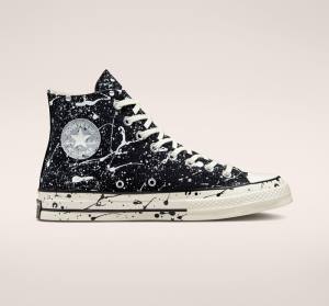 Trampki Wysokie Converse Chuck 70 Archive Paint Splatter Czarne Szare | CV-258EAO