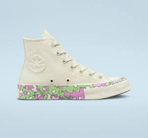 Trampki Wysokie Converse Chuck 70 Crafted Florals Różowe Głęboka Zielone | CV-052DEN