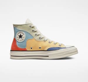 Trampki Wysokie Converse Chuck 70 Crafted Patchwork Oliwkowe Niebieskie | CV-098IZF