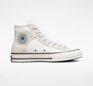 Trampki Wysokie Converse Chuck 70 Crafted Płócienne Białe Czarne | CV-548XJM