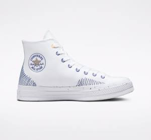 Trampki Wysokie Converse Chuck 70 Stitched Białe Indygo | CV-309SDX