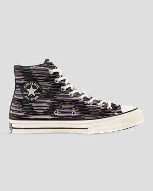 Trampki Wysokie Converse Chuck 70 Wavy Knit Pomarańczowe Czarne Fioletowe | CV-130TNP