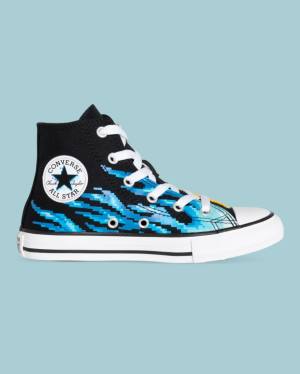 Trampki Wysokie Converse Chuck Taylor All Star Flame Print Czarne | CV-041AOY