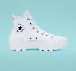 Trampki Wysokie Converse Chuck Taylor All Star Lugged Skórzane Białe Czarne Białe | CV-072ZJL