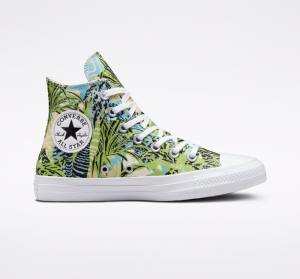 Trampki Wysokie Converse Chuck Taylor All Star Tropical Florals Głęboka Zielone Białe | CV-089LWM