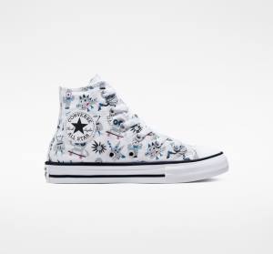 Trampki Wysokie Converse Chuck Taylor All Star Creatures Białe Szare Niebieskie | CV-123UFE