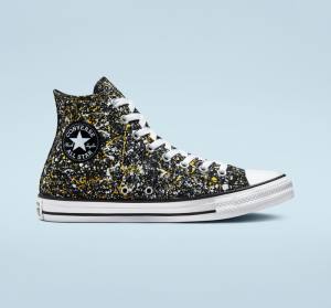 Trampki Wysokie Converse Chuck Taylor All Star Archive Paint Splatter Czarne Białe | CV-187GUB