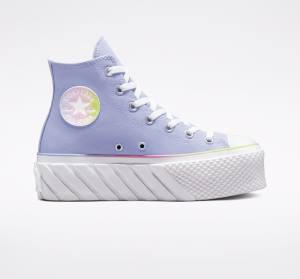 Trampki Wysokie Converse Chuck Taylor All Star 2X Lift Platformie Pastel Gradient Niebieskie Białe | CV-231FOJ