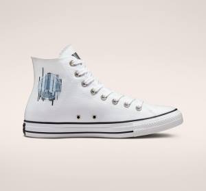 Trampki Wysokie Converse Chuck Taylor All Star Translucent Barcode Białe Czarne Białe | CV-259LHI