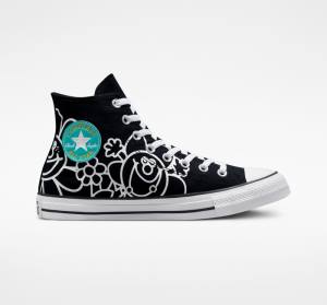 Trampki Wysokie Converse Chuck Taylor All Star Floral Czarne Białe Głęboka | CV-278GTF