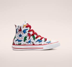 Trampki Wysokie Converse Chuck Taylor All Star Dinoverse Białe Czerwone Niebieskie | CV-306UNJ