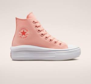 Trampki Wysokie Converse Chuck Taylor All Star Move Platformie Płócienne Różowe Białe Różowe | CV-420LID