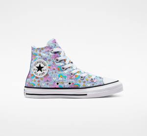 Trampki Wysokie Converse Chuck Taylor All Star Rainbow Castles Niebieskie Różowe | CV-584IYN