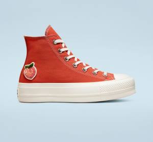 Trampki Wysokie Converse Chuck Taylor All Star Lift Platformie Peaches Pomarańczowe Czarne | CV-781JRN