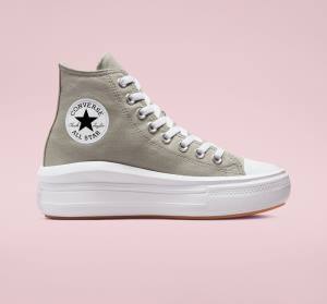 Trampki Wysokie Converse Chuck Taylor All Star Move Platformie Seasonal Color Oliwkowe Białe Białe | CV-960AZL