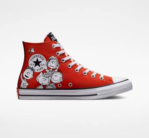 Trampki Wysokie Converse Peanuts Chuck Taylor All Star Czerwone Czarne Białe | CV-678BFQ