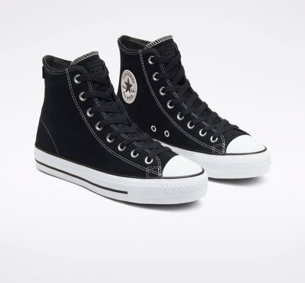 Buty Skate Converse CONS Chuck Taylor All Star Pro Zamszowe Czarne Białe | CV-068KGM