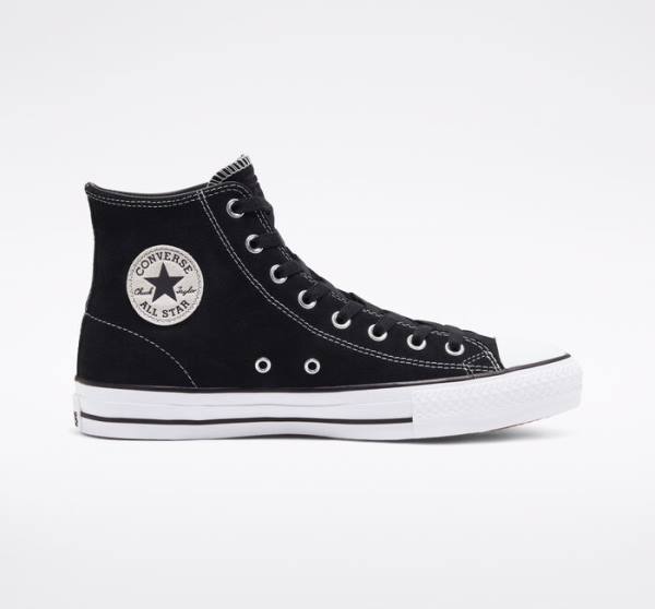 Buty Skate Converse CONS Chuck Taylor All Star Pro Zamszowe Czarne Białe | CV-068KGM