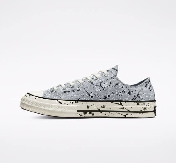 Trampki Niskie Converse Chuck 70 Archive Paint Splatter Szare Czarne Białe | CV-270ZJQ