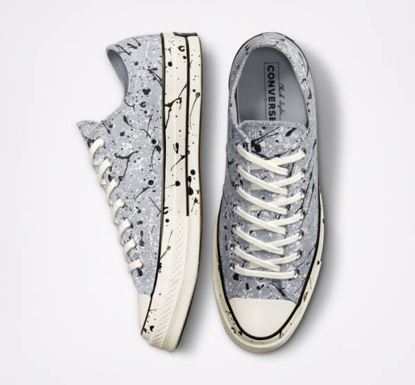 Trampki Niskie Converse Chuck 70 Archive Paint Splatter Szare Czarne Białe | CV-270ZJQ