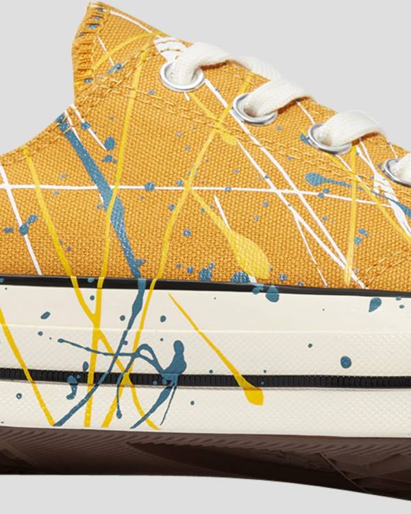 Trampki Niskie Converse Chuck 70 Archive Print Paint Splatter Żółte | CV-594GDR