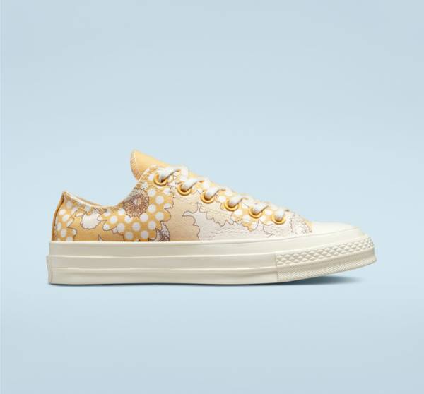 Trampki Niskie Converse Chuck 70 Crafted Florals Mango Czarne | CV-193HRU