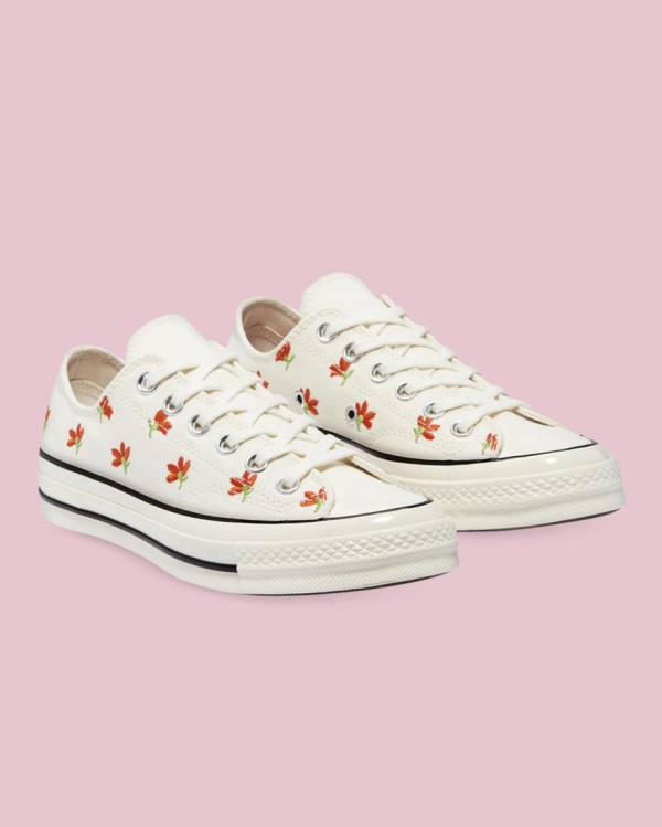 Trampki Niskie Converse Chuck 70 Embroidered Garden Party Beżowe | CV-459PXM