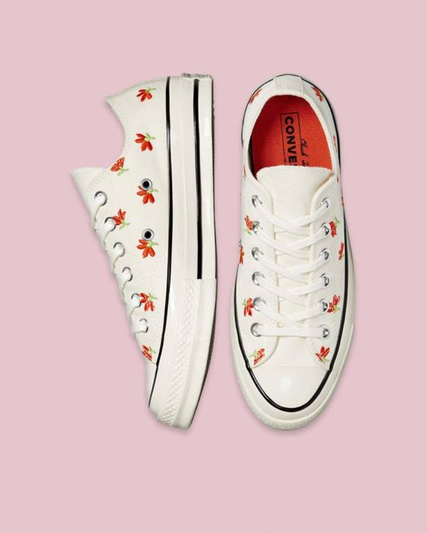 Trampki Niskie Converse Chuck 70 Embroidered Garden Party Beżowe | CV-459PXM