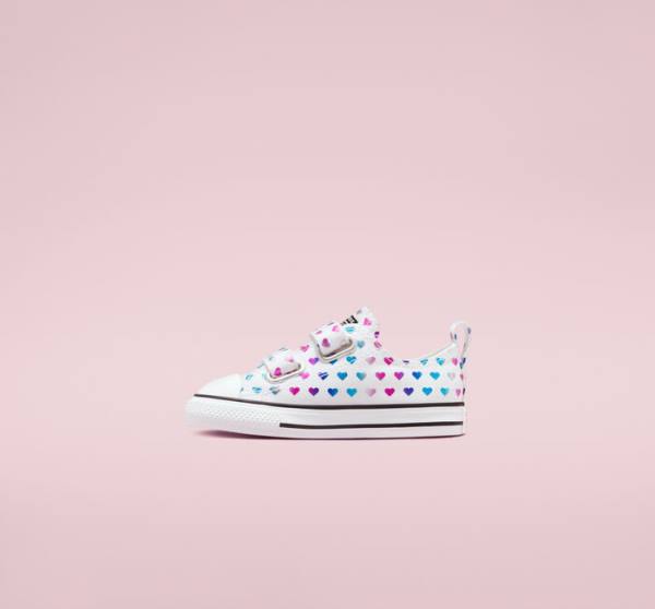 Trampki Niskie Converse Chuck Taylor All Star Easy-On Foil Hearts Białe Czarne Różowe | CV-035DPZ