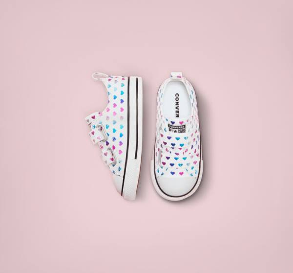 Trampki Niskie Converse Chuck Taylor All Star Easy-On Foil Hearts Białe Czarne Różowe | CV-035DPZ