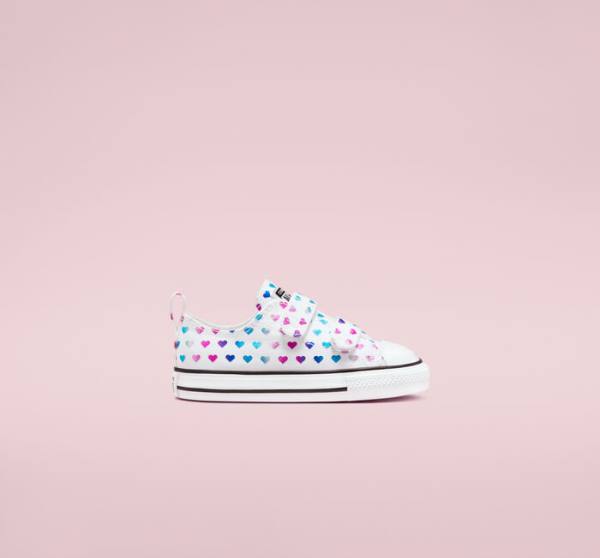 Trampki Niskie Converse Chuck Taylor All Star Easy-On Foil Hearts Białe Czarne Różowe | CV-035DPZ