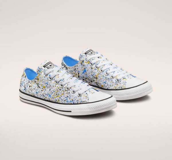 Trampki Niskie Converse Chuck Taylor All Star Archive Paint Splatter Białe Niebieskie | CV-048QJV