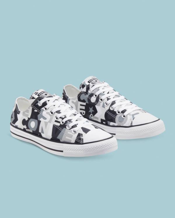 Trampki Niskie Converse Chuck Taylor All Star Logo Print Czarne | CV-297EGQ