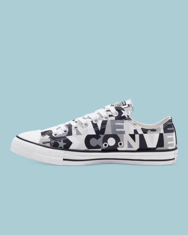 Trampki Niskie Converse Chuck Taylor All Star Logo Print Czarne | CV-297EGQ