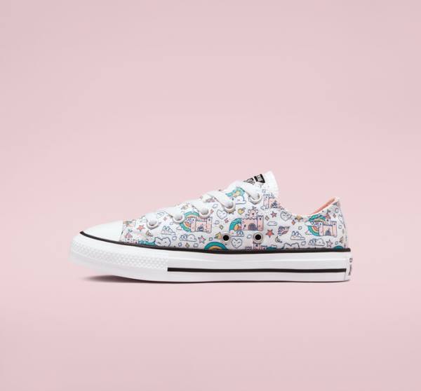 Trampki Niskie Converse Chuck Taylor All Star Rainbow Castles Białe Różowe Turkusowe | CV-324TSP