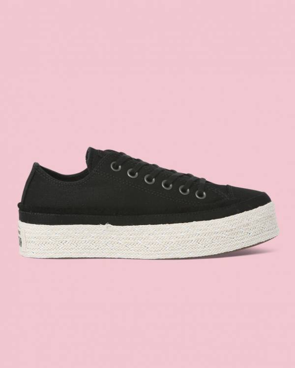 Trampki Niskie Converse Chuck Taylor All Star Espadryle Platformie Czarne | CV-398FAX