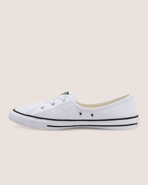 Trampki Niskie Converse Chuck Taylor All Star Ballet Koronkowe Faux Skórzane Slip Białe | CV-431UNT