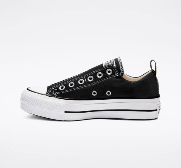 Trampki Niskie Converse Chuck Taylor All Star Lift Platformie Slip Czarne Białe | CV-480JFU