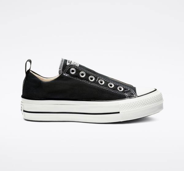 Trampki Niskie Converse Chuck Taylor All Star Lift Platformie Slip Czarne Białe | CV-480JFU