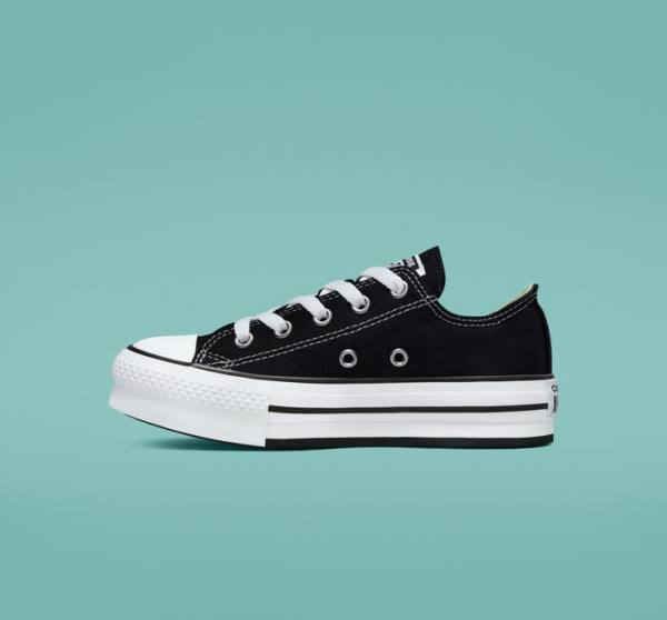 Trampki Niskie Converse Chuck Taylor All Star Lift Platformie Czarne Białe | CV-489WTB