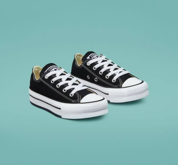 Trampki Niskie Converse Chuck Taylor All Star Lift Platformie Czarne Białe | CV-489WTB