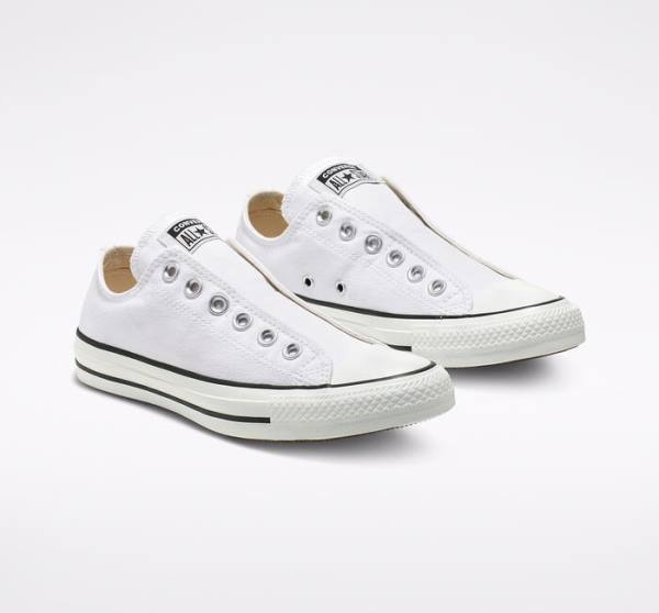 Trampki Niskie Converse Chuck Taylor All Star Slip Białe Czarne Białe | CV-547IDB