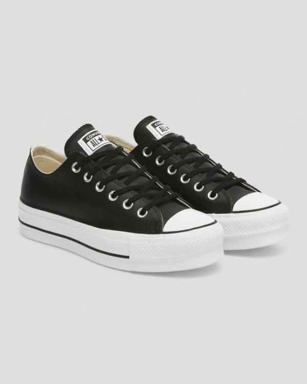 Trampki Niskie Converse Chuck Taylor All Star Lift Clean Skórzane Czarne | CV-625TOL