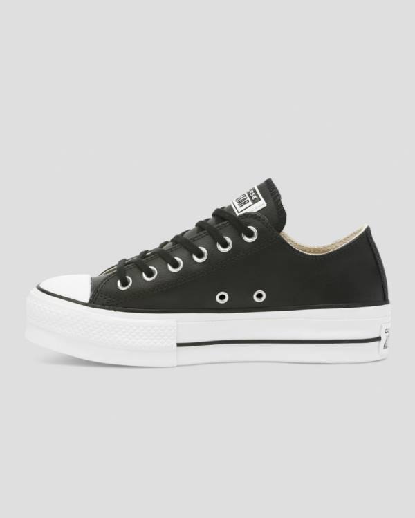 Trampki Niskie Converse Chuck Taylor All Star Lift Clean Skórzane Czarne | CV-625TOL