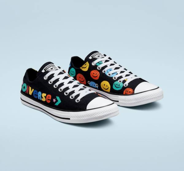 Trampki Niskie Converse Chuck Taylor All Star Happy Faces Czarne | CV-675XLS