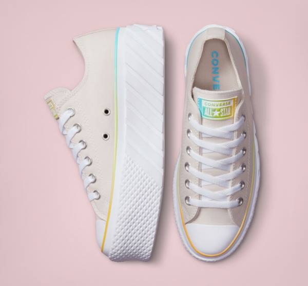 Trampki Niskie Converse Chuck Taylor All Star 2X Lift Platformie Gradient Białe Niebieskie | CV-708JIY