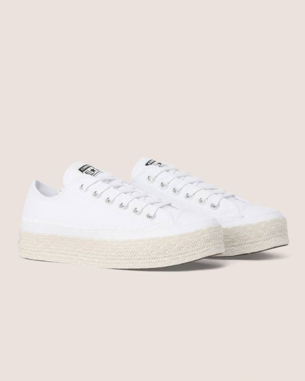 Trampki Niskie Converse Chuck Taylor All Star Espadryle Platformie Białe | CV-720CSQ