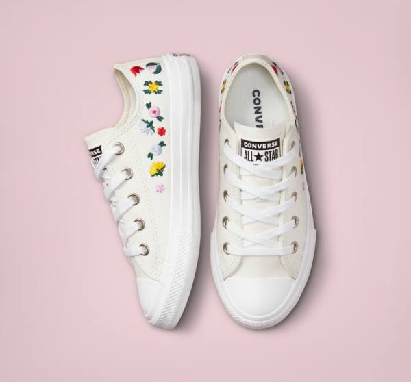 Trampki Niskie Converse Chuck Taylor All Star Floral Embroidery Białe Białe | CV-807RJH